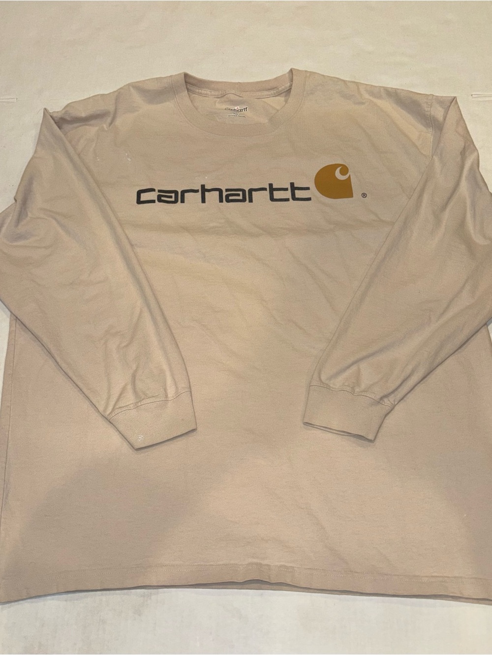 Carhartt Long Sleeve Logo Tee in Tan and Gold